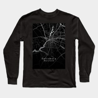 Salisbury Maryland City Map dark Long Sleeve T-Shirt